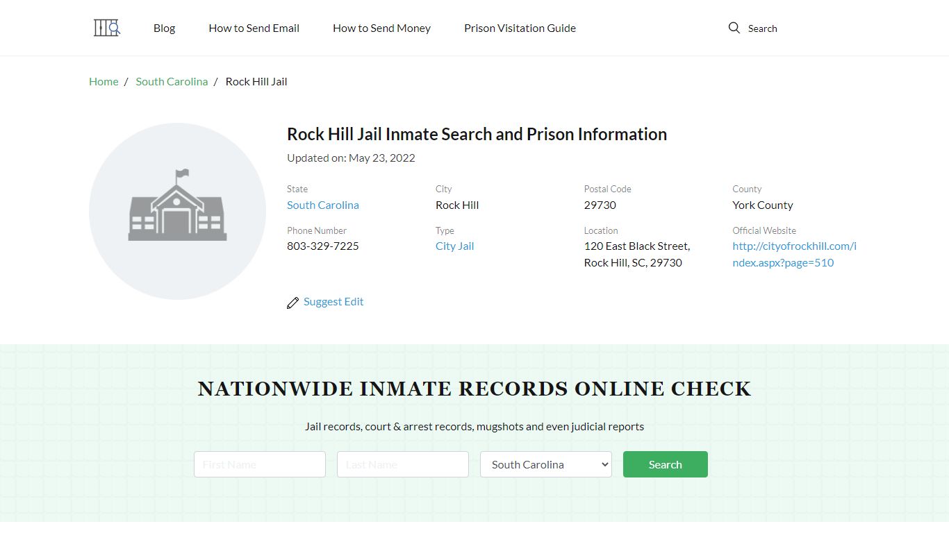 Rock Hill Jail Inmate Search, Visitation, Phone no ...